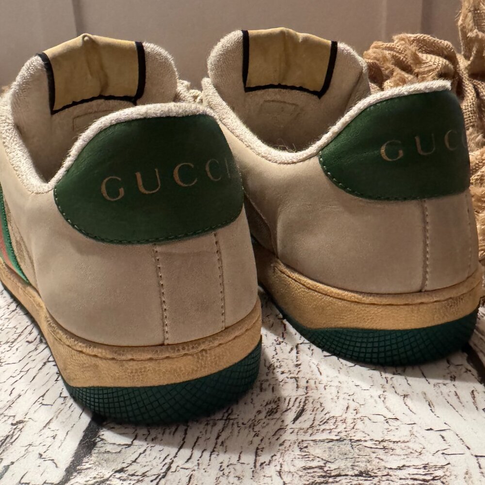 Men's Gucci Sneakers Vintage Style Green Cream Monogram - Picture 6 of 8